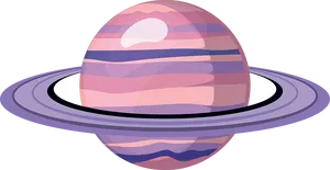 Stylized Ringed Planet Illustration PNG image