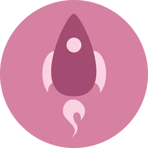 Stylized Rocket Icon Pink Background PNG image