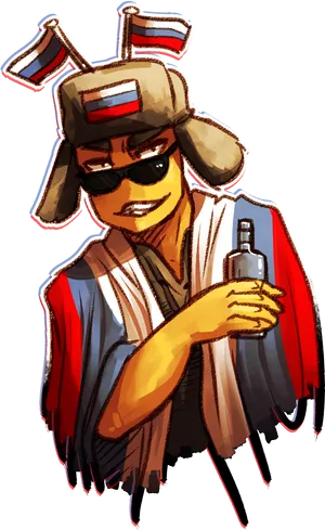 Stylized Samurai Vape Man PNG image