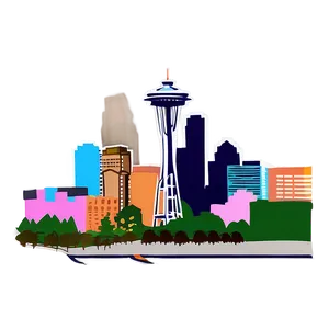 Stylized Seattle Skyline Drawing PNG 06252024 PNG
