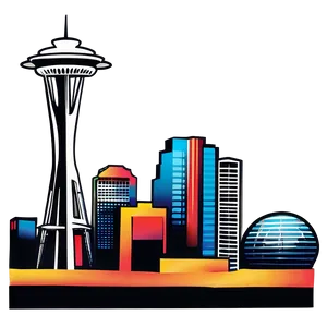 Stylized Seattle Skyline Drawing PNG 80