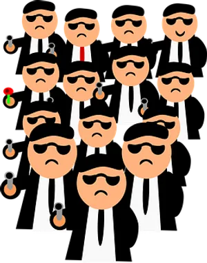 Stylized Secret Agents Illustration PNG