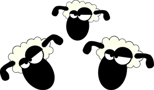 Stylized Sheep Cartoon Eyeson Black