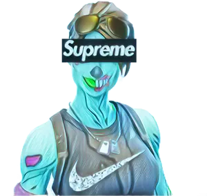 Stylized Skull Characterwith Supreme Headband PNG