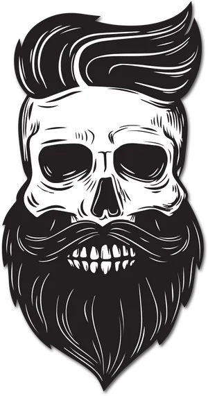 Stylized Skullwith Beardand Hairstyle PNG image