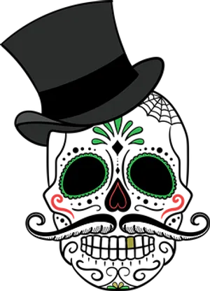 Stylized Skullwith Top Hat PNG image