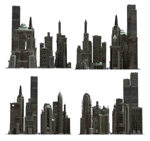Stylized Skyline Silhouettes PNG image