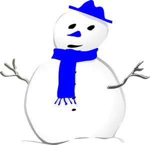 Stylized Snowmanwith Blue Accessories PNG image