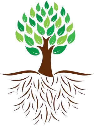 Stylized Treewith Roots Graphic PNG image
