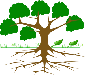Stylized Treewith Visible Roots PNG image
