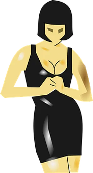 Stylized Vector Womanin Black Dress