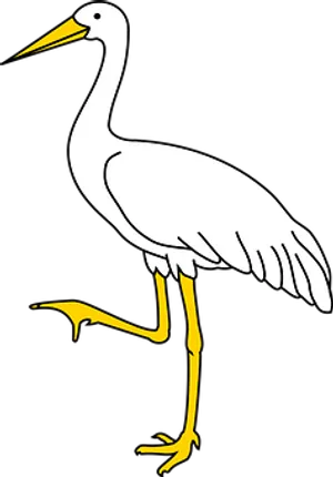 Stylized White Stork Illustration PNG image