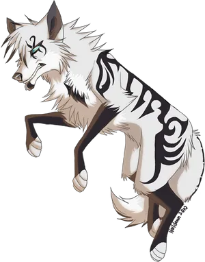 Stylized White Wolf Artwork PNG image