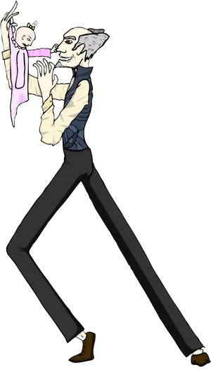 Stylized Wolf Man Holding Doll