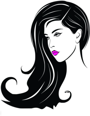 Stylized Woman Silhouettewith Flowing Hair PNG image