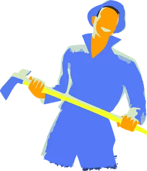 Stylized Workerwith Axe PNG