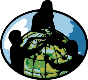 Stylized World Globeand Human Silhouette PNG image