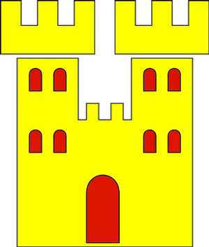 Stylized Yellow Castle Graphic PNG image