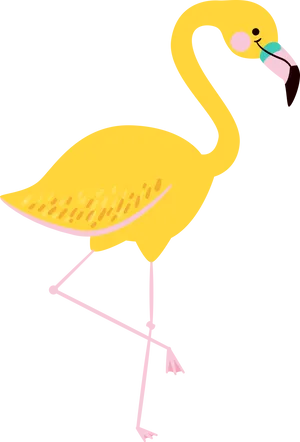 Stylized Yellow Flamingo Illustration PNG image
