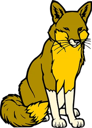 Stylized Yellow Fox Illustration PNG image