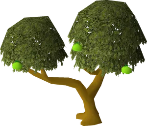Stylized3 D Trees With Green Apples