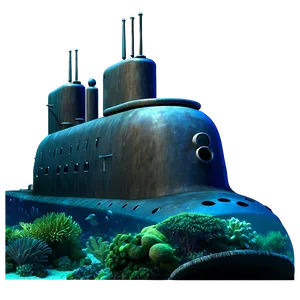 Submarine In Coral Reef PNG Wqc1 PNG