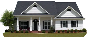 Suburban Home Gable Roof Design PNG image