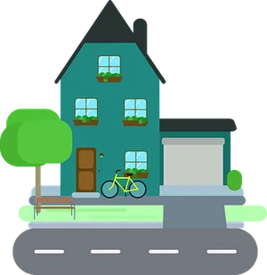 Suburban_ House_ Vector_ Illustration