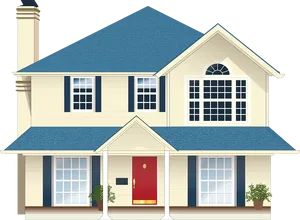 Suburban House Vector Illustration PNG image