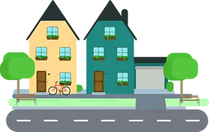 Suburban Nighttime Vector Illustration