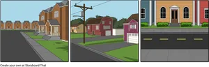 Suburban Street Storyboard Panels PNG image