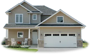 Suburban Two Story Housewith Garage PNG image