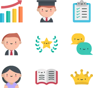 Success Motivation Icons Set PNG image