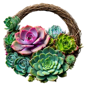 Succulent Garden Wreath PNG Xrc27