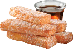 Sugar Coated Toast Sticks With Syrup PNG image