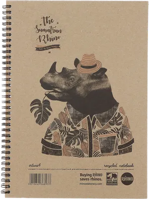 Sumatran Rhino Notebook Cover PNG image