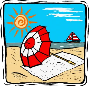 Summer Beach Scene Clipart PNG image