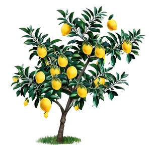 Summer Lemon Tree Scene Png 06212024 PNG image