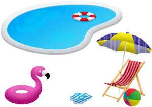 Summer Poolside Relaxation Scene PNG image