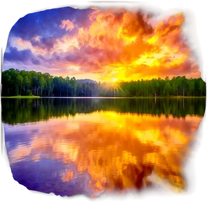 Summer Sunset Over Lake Photo PNG 05212024