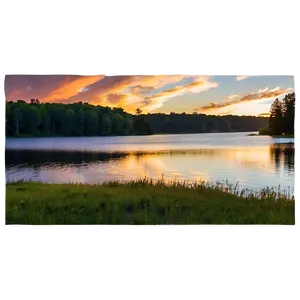 Summer Sunset Over Lake Photo PNG 99