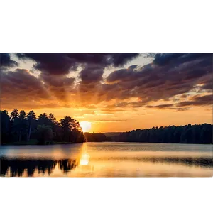 Summer Sunset Over Lake Photo PNG Gek51