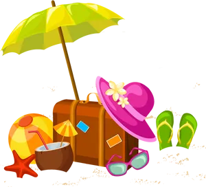 Summer Vacation Essentials Clipart PNG image