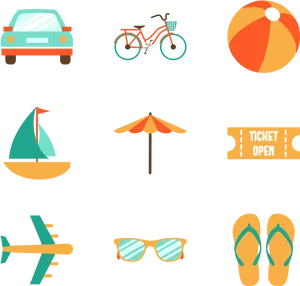Summer Vacation Icons Set PNG image