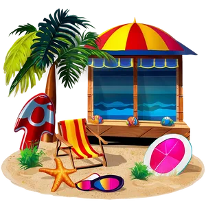 Summer Vibes Beach Scene PNG 5 PNG