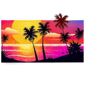Summer Vibes Sunset Illustration PNG 06252024