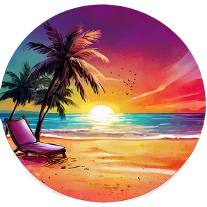 Summer Vibes Sunset Illustration PNG 06252024 PNG