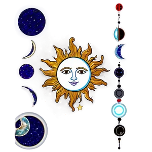 "sun And Moon: Celestial PNG Pair" Ynu