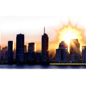 Sun Flare Cityscape PNG Aru PNG