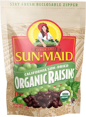 Sun Maid Organic Raisins Packaging PNG image